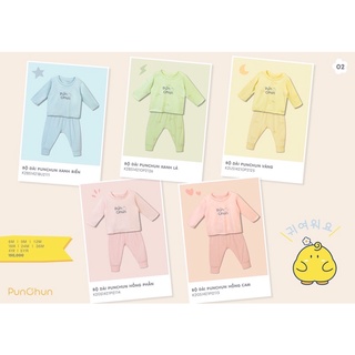 Punchun! Bộ quần áo dài tay điều hoà cho các bé từ 3m-5y chất liệu cotton lạnh mềm, thấm mồ hôi!