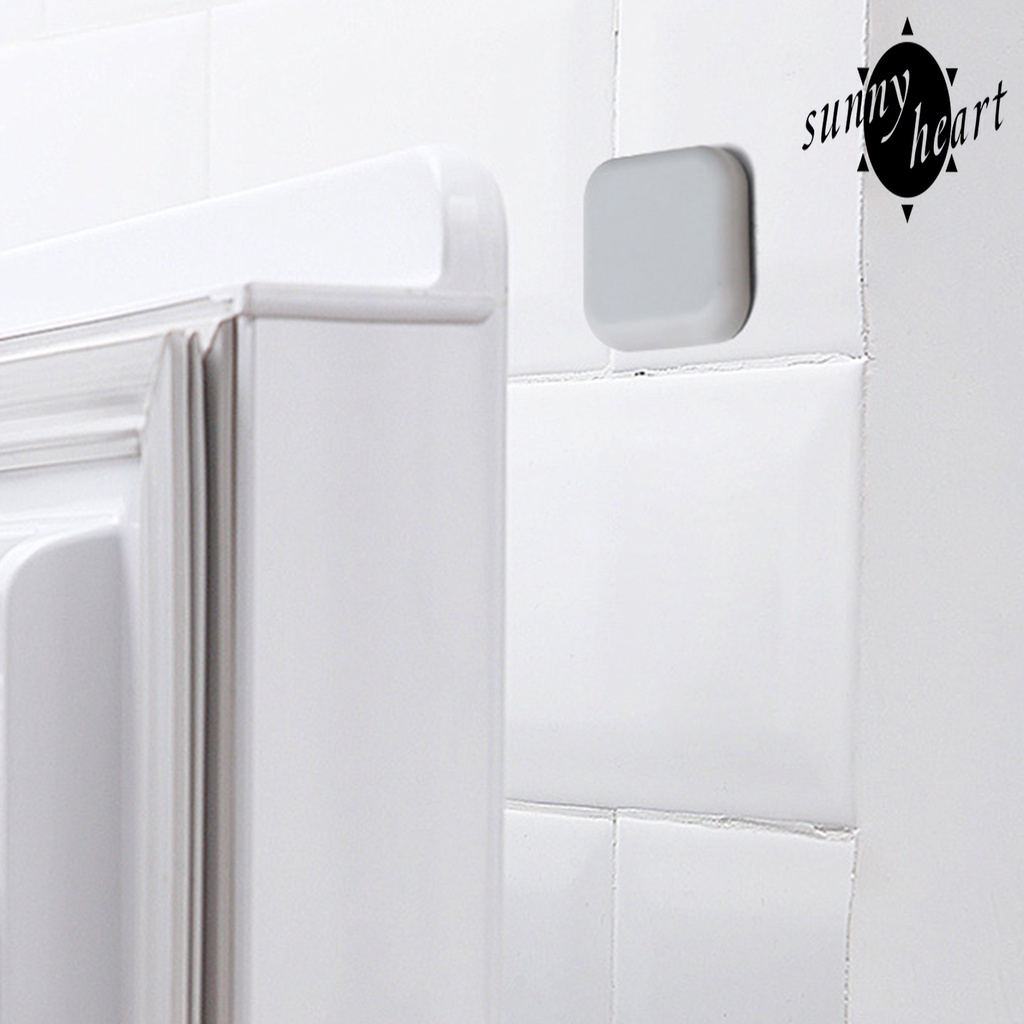 Set 4 Miếng Chặn Cửa Chống Sốc Hình Vuông Bằng Silicon Tự Dính Màu Trơn