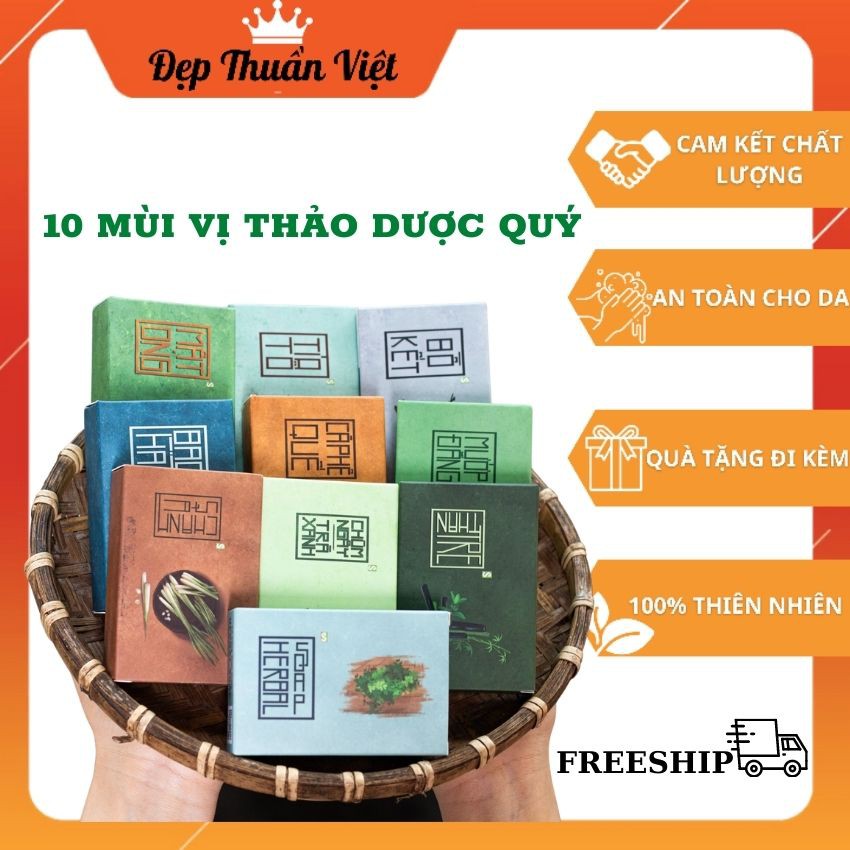 (Tặng túi tạo bọt)10 xà bông thảo dược quí từ thiên nhiên,an toàn cho da, xà bông bạc hà,chanh xả,chùm ngây,xà phê... | BigBuy360 - bigbuy360.vn