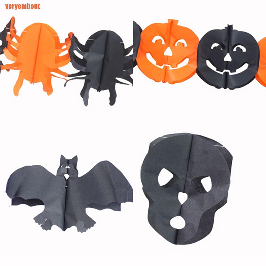 Halloween Paper Chain Garland Decorations pumpkin bat ghost spider Skull