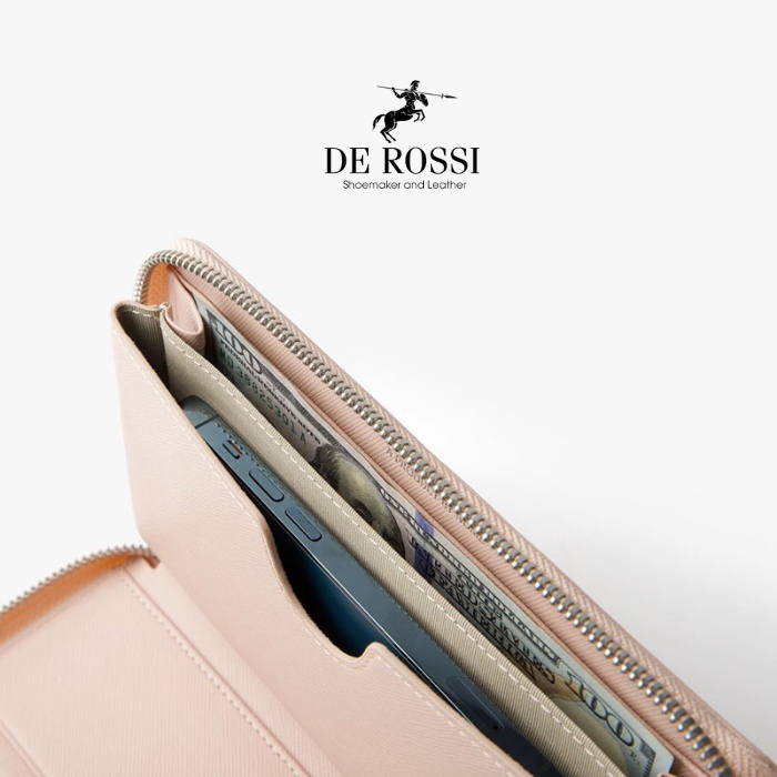 Bóp Ví Da Dài Nam Nữ PHONE Cầm Tay Da Saffiano De Rossi Miễn Phí Khắc Tên