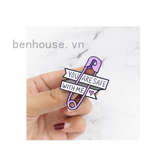 Mysterious Purple Pin Love Ribbon Letters Brooch