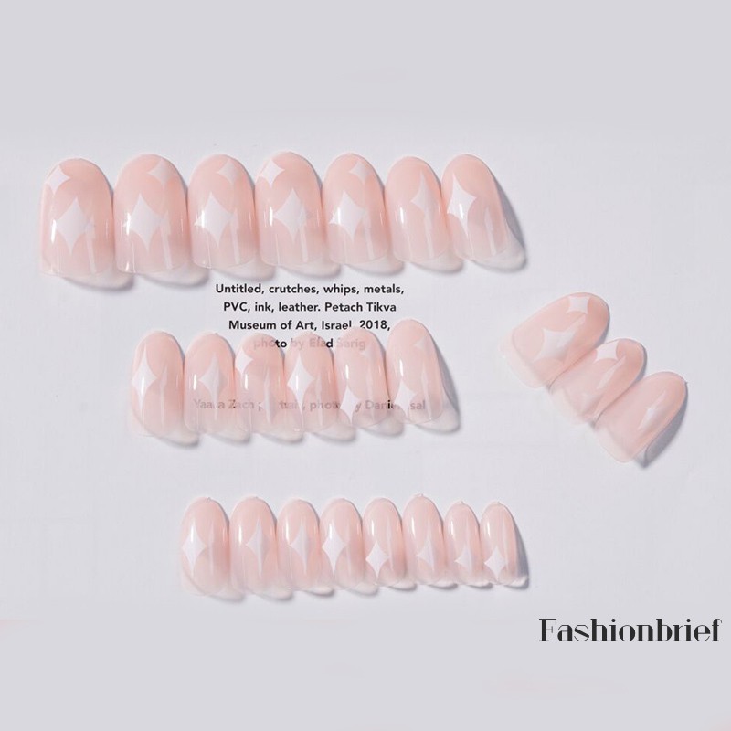 Móng tay giả đầu tròn họa tiết ngôi sao chống thấm nước