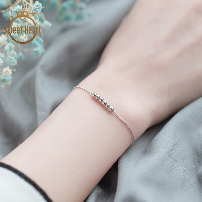 Vòng Tay Mạ Bạc Đính Hạt May Mắn Phong Cách Hàn Quốc