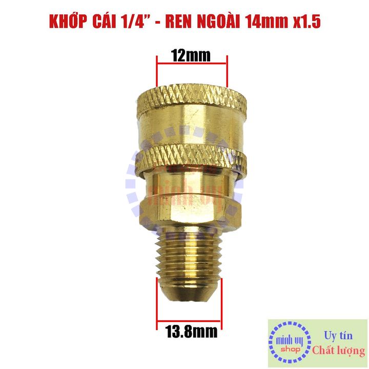 Khớp nối nhanh CÁI 1/4 inch - ren NGOÀI 14mm lồi -F1/4N14loi