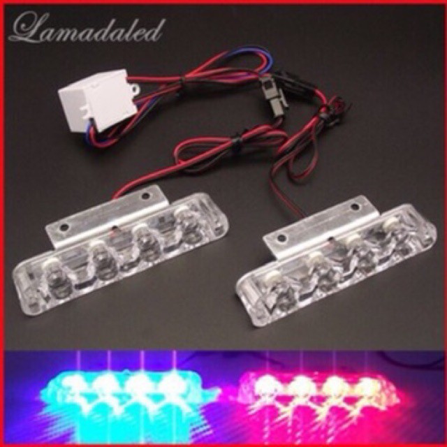 HOT Bộ Đèn Chớp Xanh / Đỏ Polike 3x3 Led