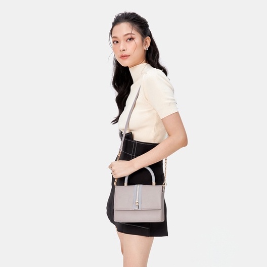 Túi Xách Nữ Thời Trang JUNO Cỡ Nhỏ Nắp Khóa Kéo Trang Trí TXN509