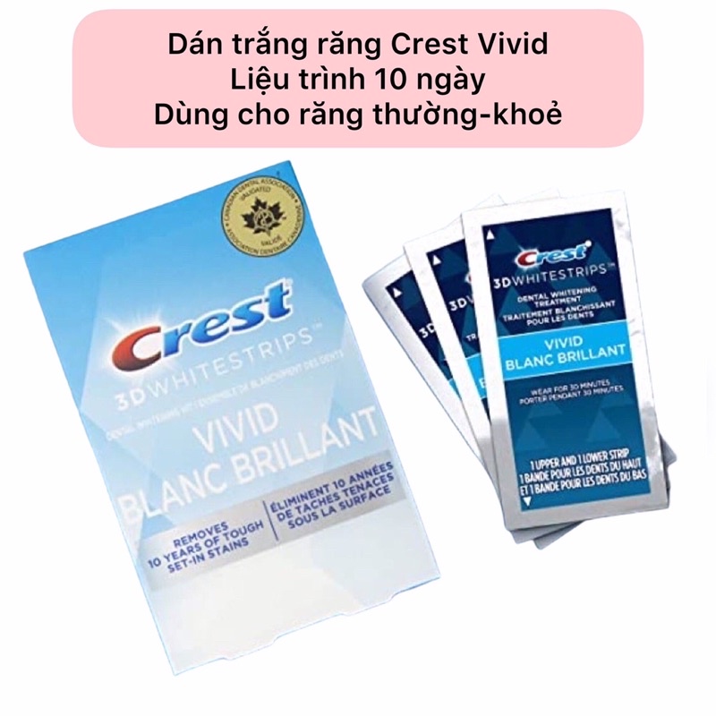 Miếng dán trăng răng Crest 3D White vivid giá sỉ
