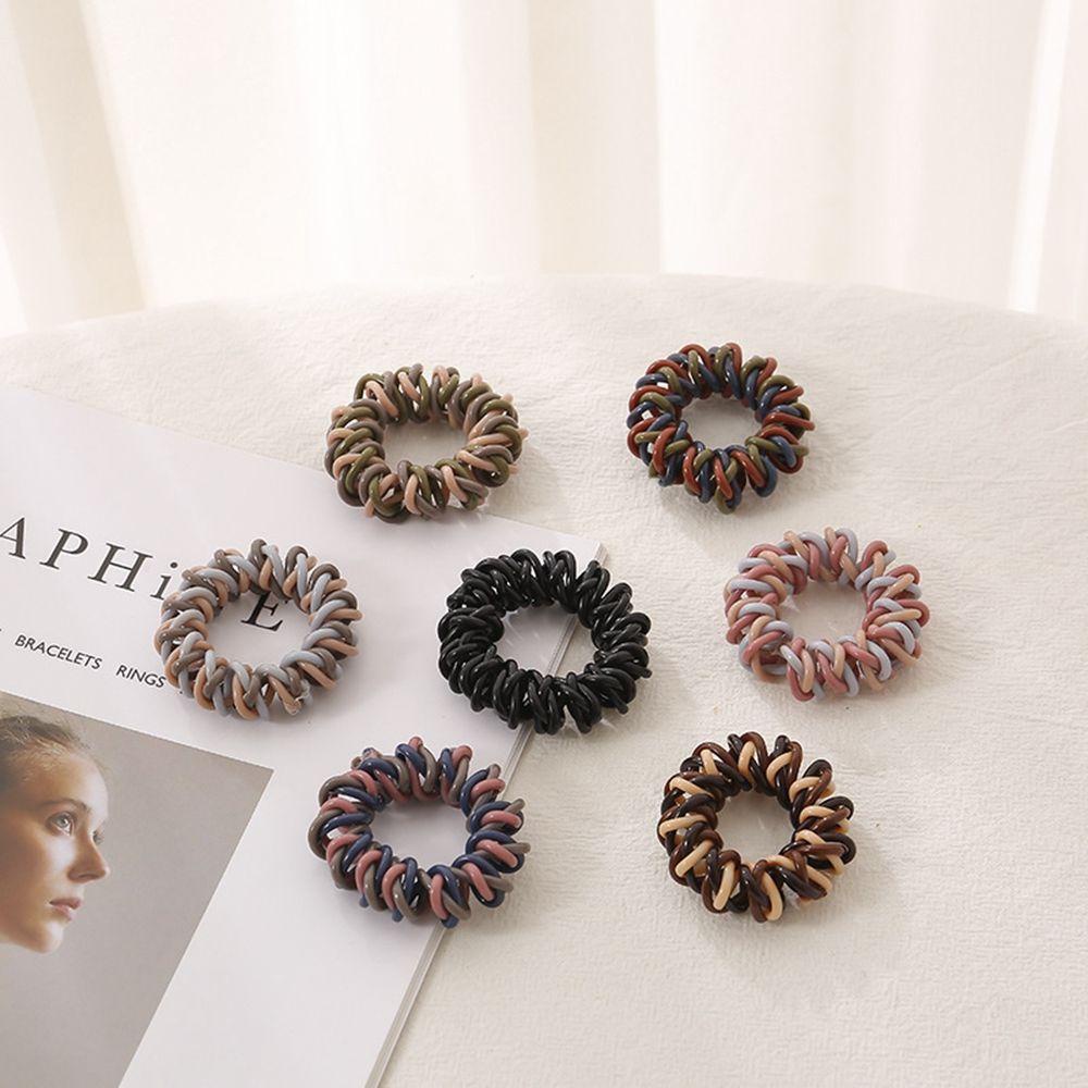 BACK2LIFE Fashion Telephone Wire Hair Ring Cute Braided Head Rope Korean Style Hair Rope Morandi Color Elastic Phone Spring Hair Band Ponytail Rubber Band Girls Simple Female Hair Accessories/Multicolor