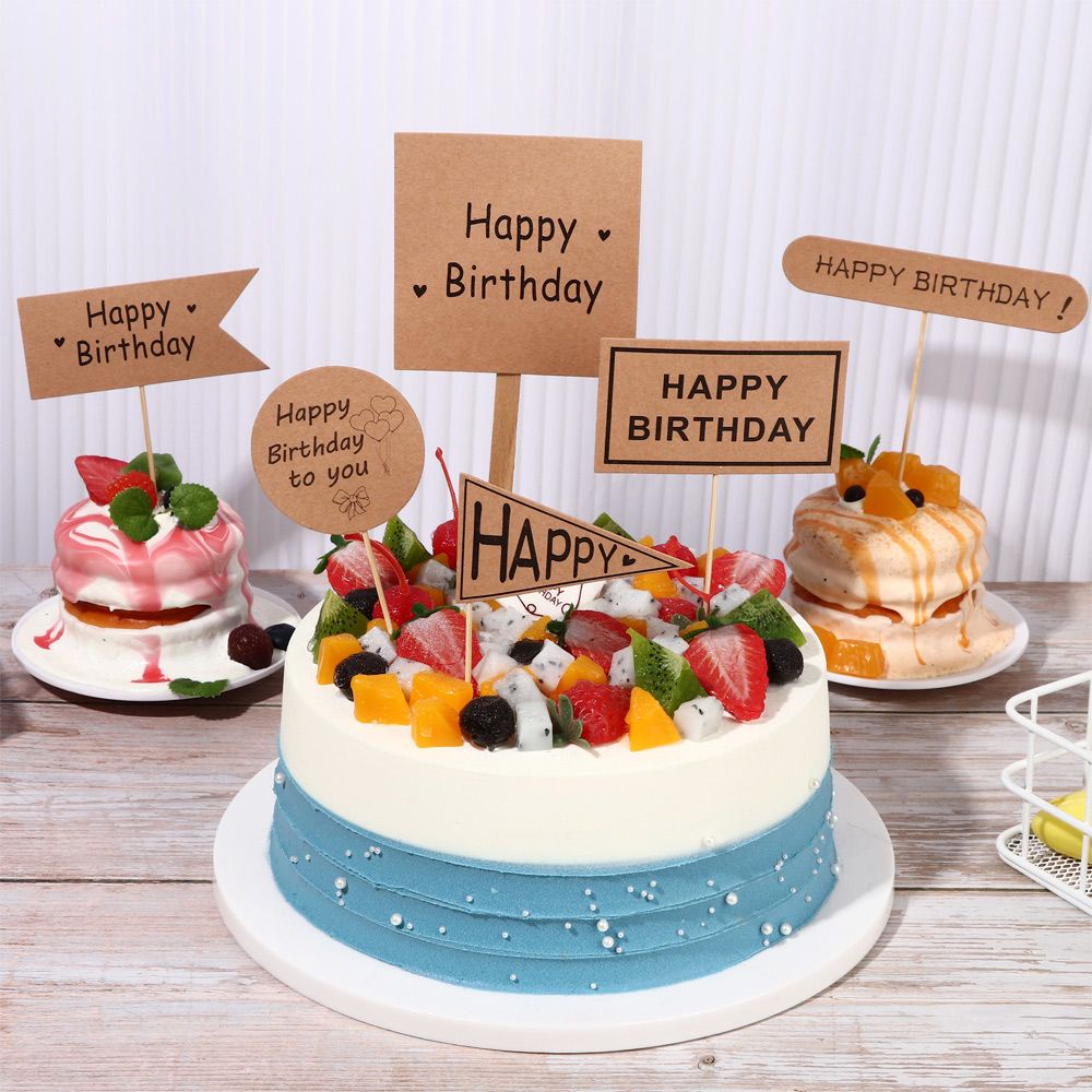 Set 6 Thẻ Giấy Trang Trí Bánh Kem Sinh Nhật DIY