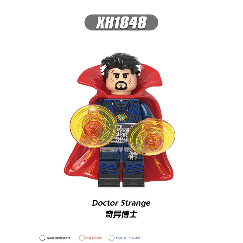 Mô hình đồ chơi lego hình siêu anh hùng Wanda Marvel Avengers Doctor Stange với áo choàng đỏ tráng gương bóng X0306