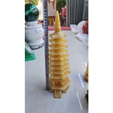 Tháp Văn Xương phong thủy cầu công danh, học hành đổ đạt cao 9 tầng cao 38cm đá ngọc Hoàng Long nguyên khối nặng 3kg