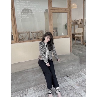 Set len Caro quần suông