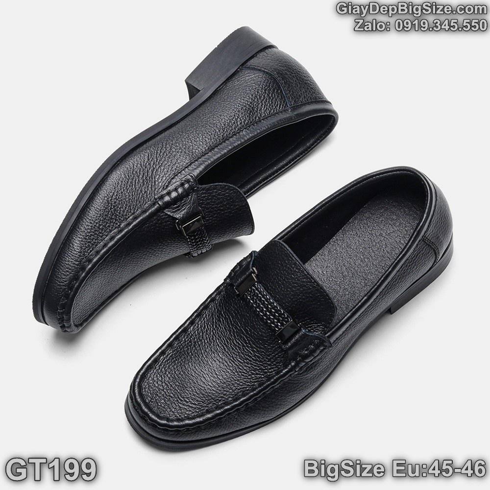 Giày tây lười công sở, giày xỏ penny loafer big size cỡ lớn Eu:45-46 cho nam cao to chân ú bè - GT199