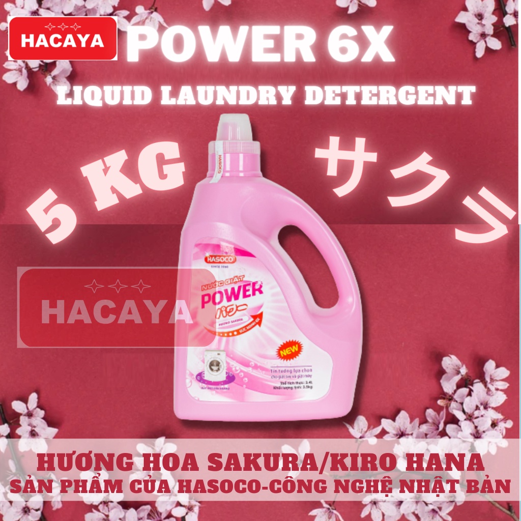 Nước giặt Power 5kg công nghệ Nhật hương Sakura cửa ngang hasoco