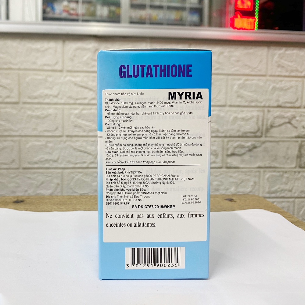 Viên Uống Myria Giúp Hỗ Trợ Chống Oxy Hóa, Tăng Cường Hệ Miễn Dịch, Làm Chậm Quá Trình Lão Hóa, Làm Đẹp Da - Hộp 60 viên