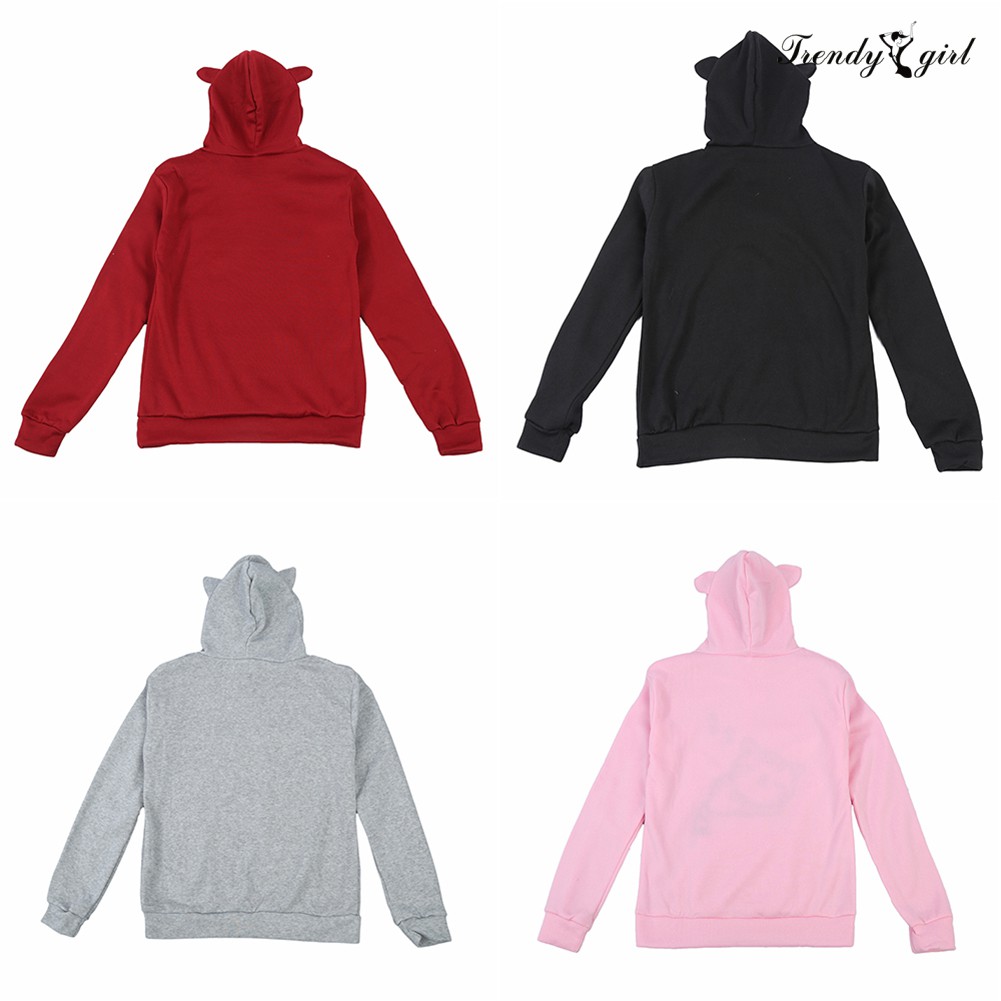 Áo Hoodie Có Nón Tai Mèo Dễ Thương Cho Nữ