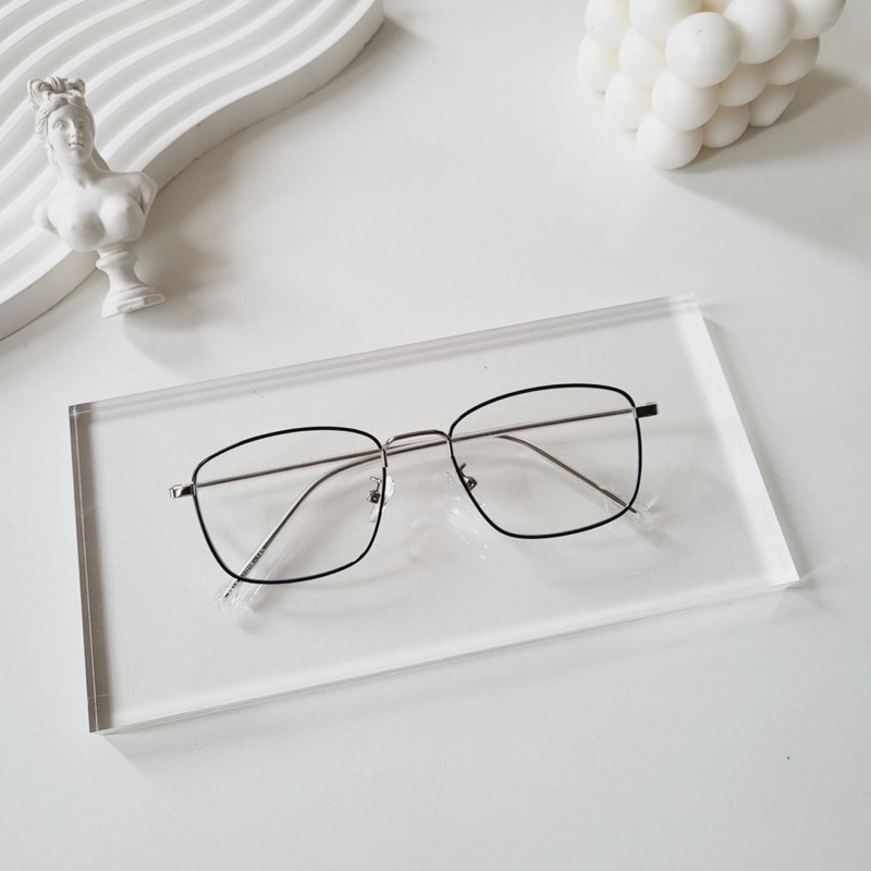 Gọng giả cận, kính cận vuông nam nữ thanh mảnh 8818 chống ánh sáng xanh, UV400 kim loại càng dẻo Jolie eyewear