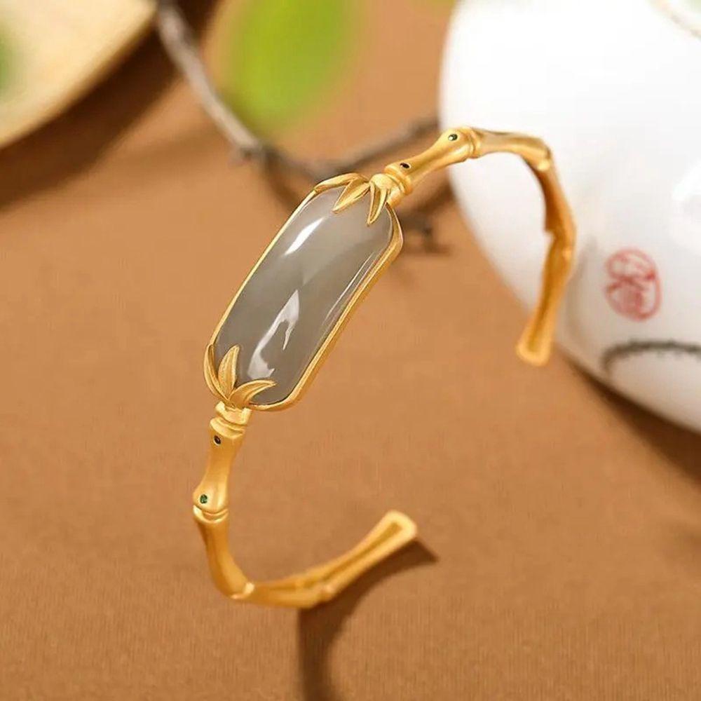Vòng Tay Lá Cây Phong Cách Retro Thanh Lịch|Vòng Tay Hở Phong Cách Trung Hoa