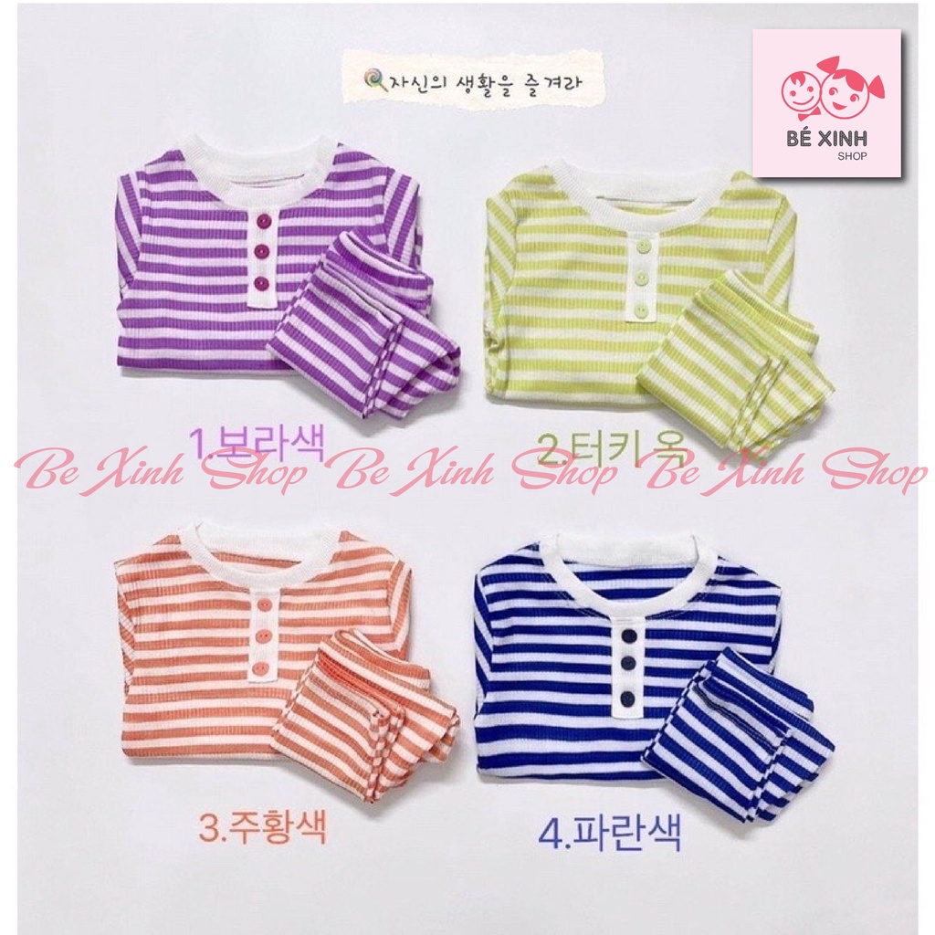 Bộ Len Tăm Dài Tay Thu Đông Cho Bé Minly Mom [Giá Sốc] Bộ Quần Áo Dài Tay Cho Bé Trai Bé Gái Thun_Gân_Sọc mềm mịn rẻ đẹp