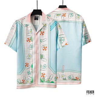 Áo sơ mi nam Cổ bẻ họa tiết hoa Pink Souvenir chất Lụa Satin mềm mai, thoáng mát - FEAER DENIM