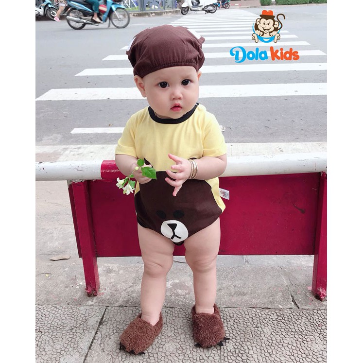 Bodysuit cho bé trai, bé gái sơ sinh 4-15kg hình Teddy - DoLaKids