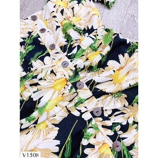 [ HÀNG BIG SIZE] Váy hoa đuôi cá cổ vuông V1508 (Kèm ảnh thật trải sàn do shop tự chụp)