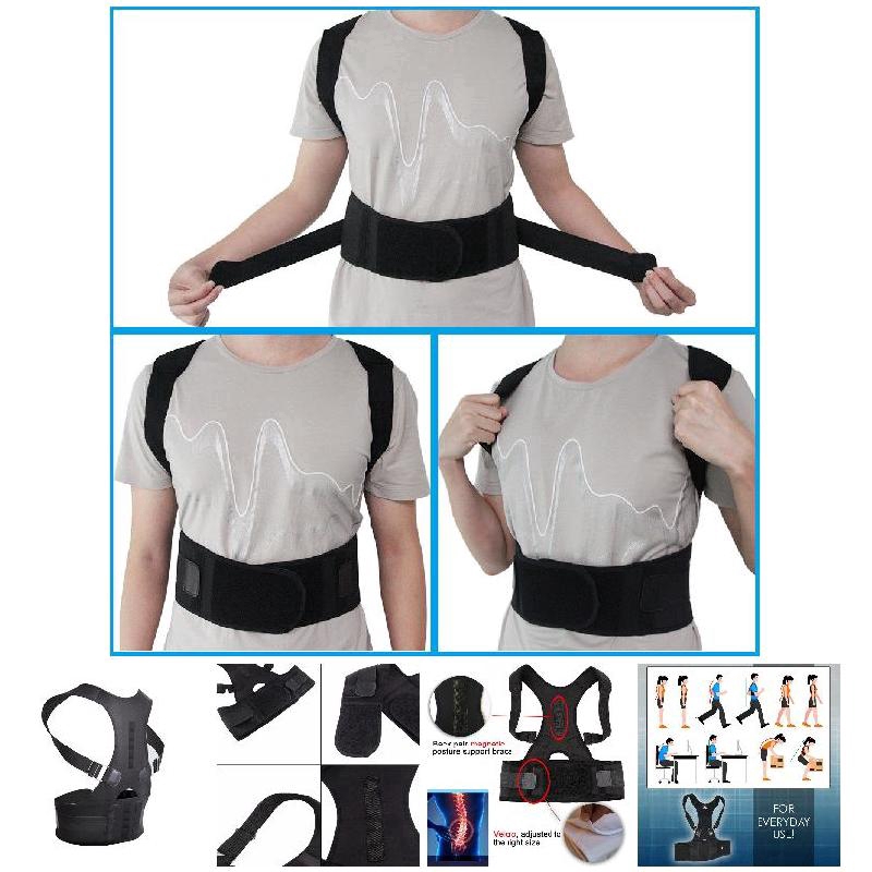 New Adjustable Posture Corrector Male Female Magnetic Back Support Nylon Elastic Shoulder Back Brace Belt | BigBuy360 - bigbuy360.vn