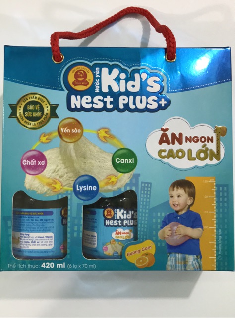 Nước Yến Sào Cao Cấp Thiên Việt Kid's Nest Plus+ Hộp 6 Lọ x 70ml (Ăn ngon cao lớn)