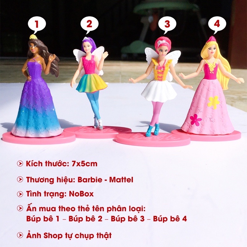 Búp bê Công chúa Barbie mini làm phụ kiện trang trí 7cm