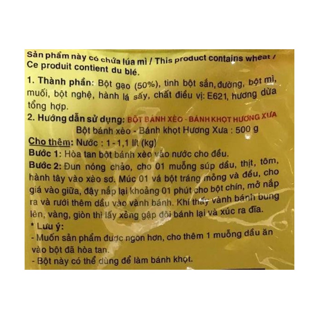 Bột bánh xèo Hương Xưa gói 500gr thơm ngon chuẩn vị
