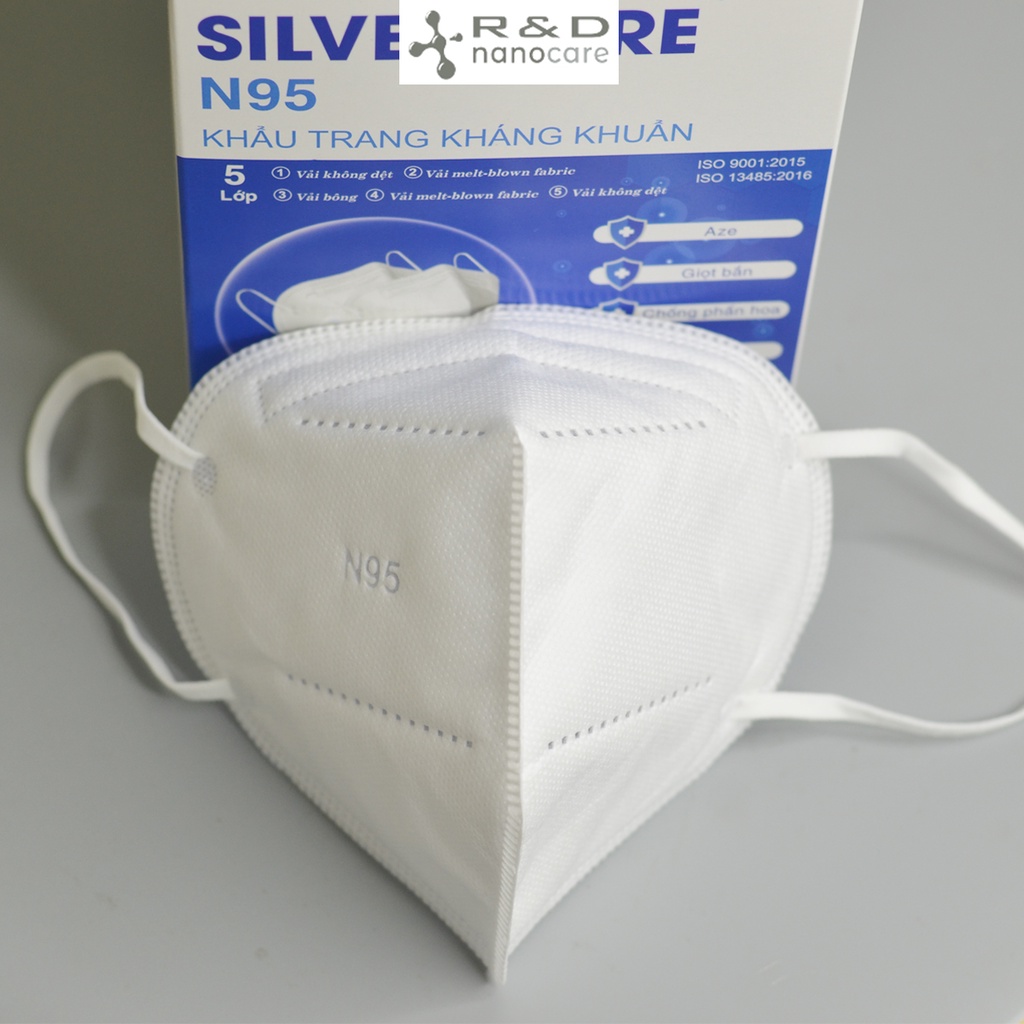 [GÓI-01 CÁI] Khẩu trang n95 5 lớp kháng khuẩn SILVERCARE - Hàng chính hãng Nanocare R&amp;D
