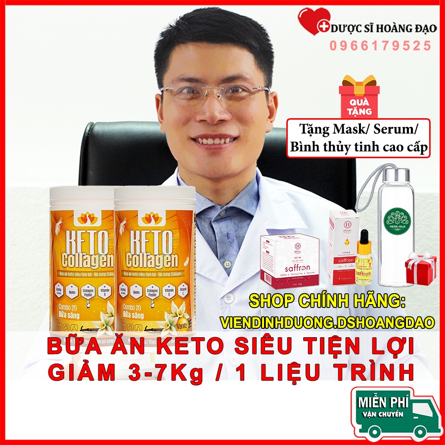 Sữa lắc Keto Collagen [Chính Hãng] - Liệu trình 2 hộp 500g - Bữa ăn Keto GIẢM CÂN SIÊU TIỆN LỢI cho người muốn giảm cân