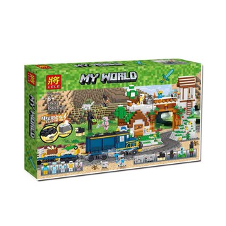 (CÓ SẴN) Lắp ghép Mô hình Minecraft LELE_33173 LẮP RÁP Đường Ray Tàu Hỏa MY WORLO.