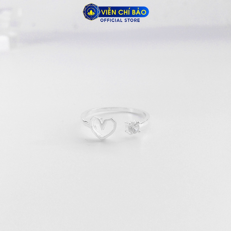 Nhẫn bạc nữ trái tim đá trắng hở chất liệu bạc 925 thời trang phụ kiện trang sức nữ Viễn Chí Bảo N400187