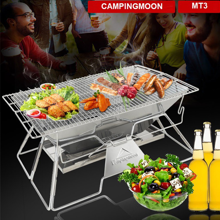 Bếp nướng BBQ bếp nướng than hoa Campingmoon - Bếp nướng than inox 304 bếp nướng thịt lò nướng than hoa vt183