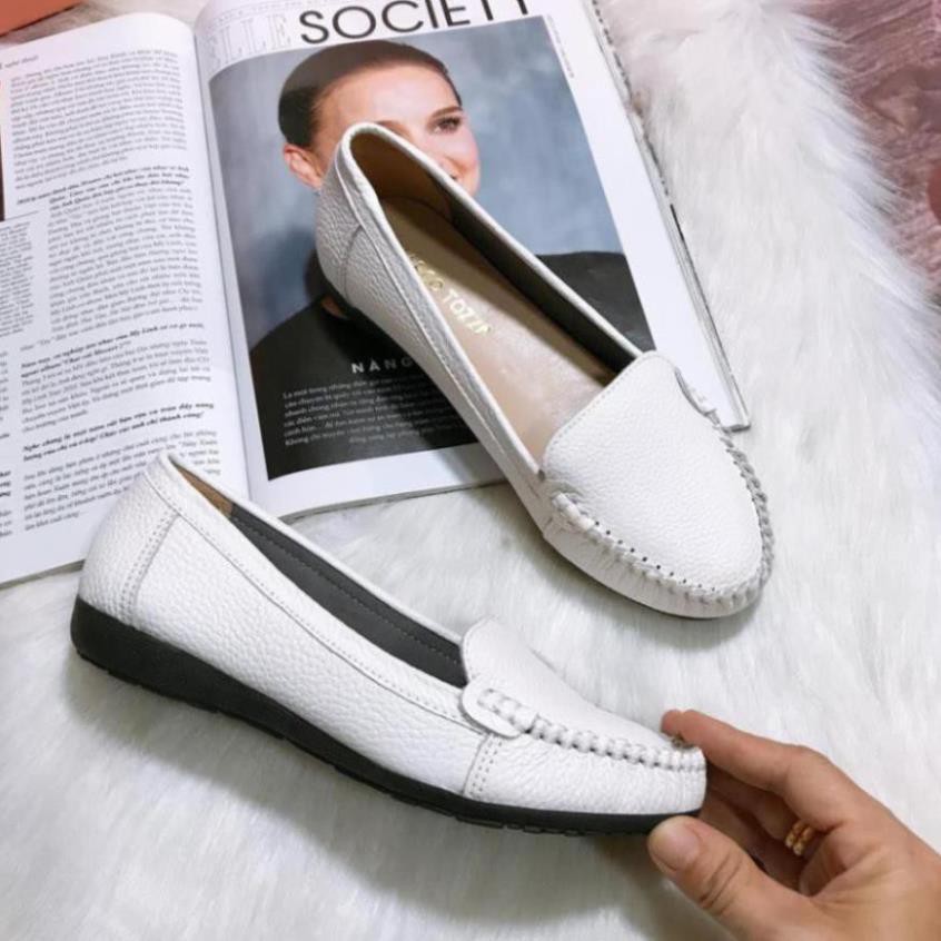 Giày Lười Nữ Giày Mọi Nữ  Chất Da Bò Đế Bằng Chống Trượt Không Thấm Nước Ba Màu Y Hình Giày Diểm Store | BigBuy360 - bigbuy360.vn