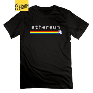 Áo thun nam ngắn tay cổ tròn in chữ Ethereum kèm dải cầu vồng 7 sắc thời trang