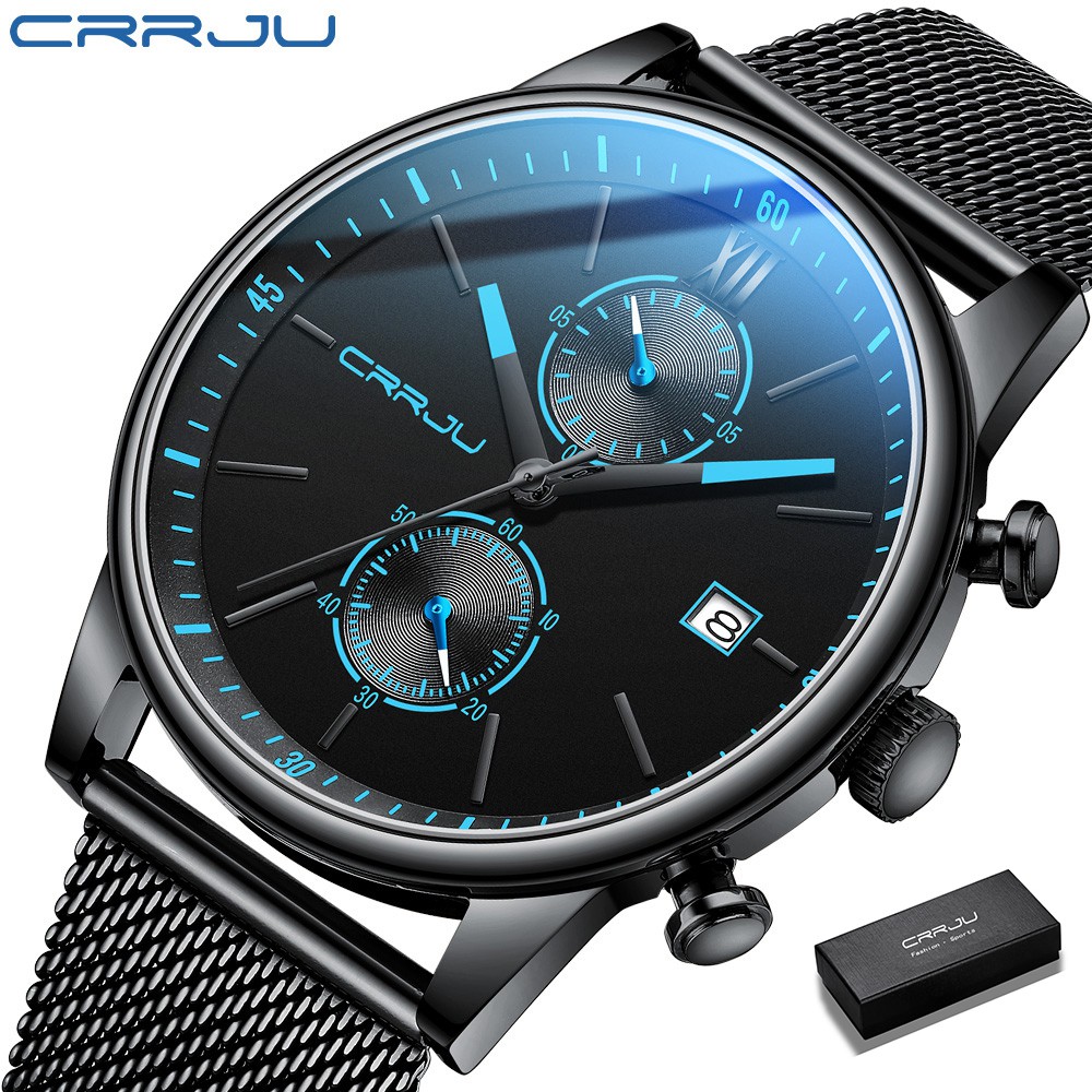 CRRJU Multifunctional Men's Watch Fashion Sports Waterproof Stainless steel Impact Resistance 2291M