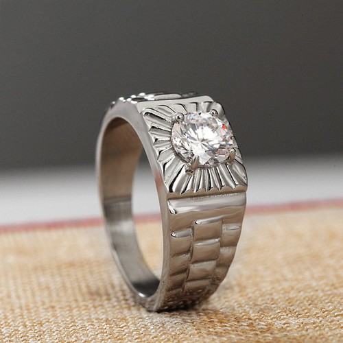 Nhẫn Nam Đính 1 Viên Đá Nhân Tạo Titan Ko Đen TT 2605