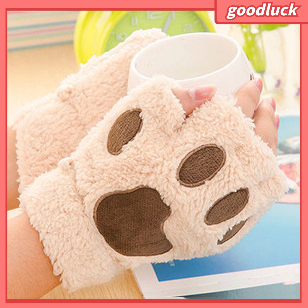 Găng tay len hở ngón hình chân mèo dễ thương cho nữ