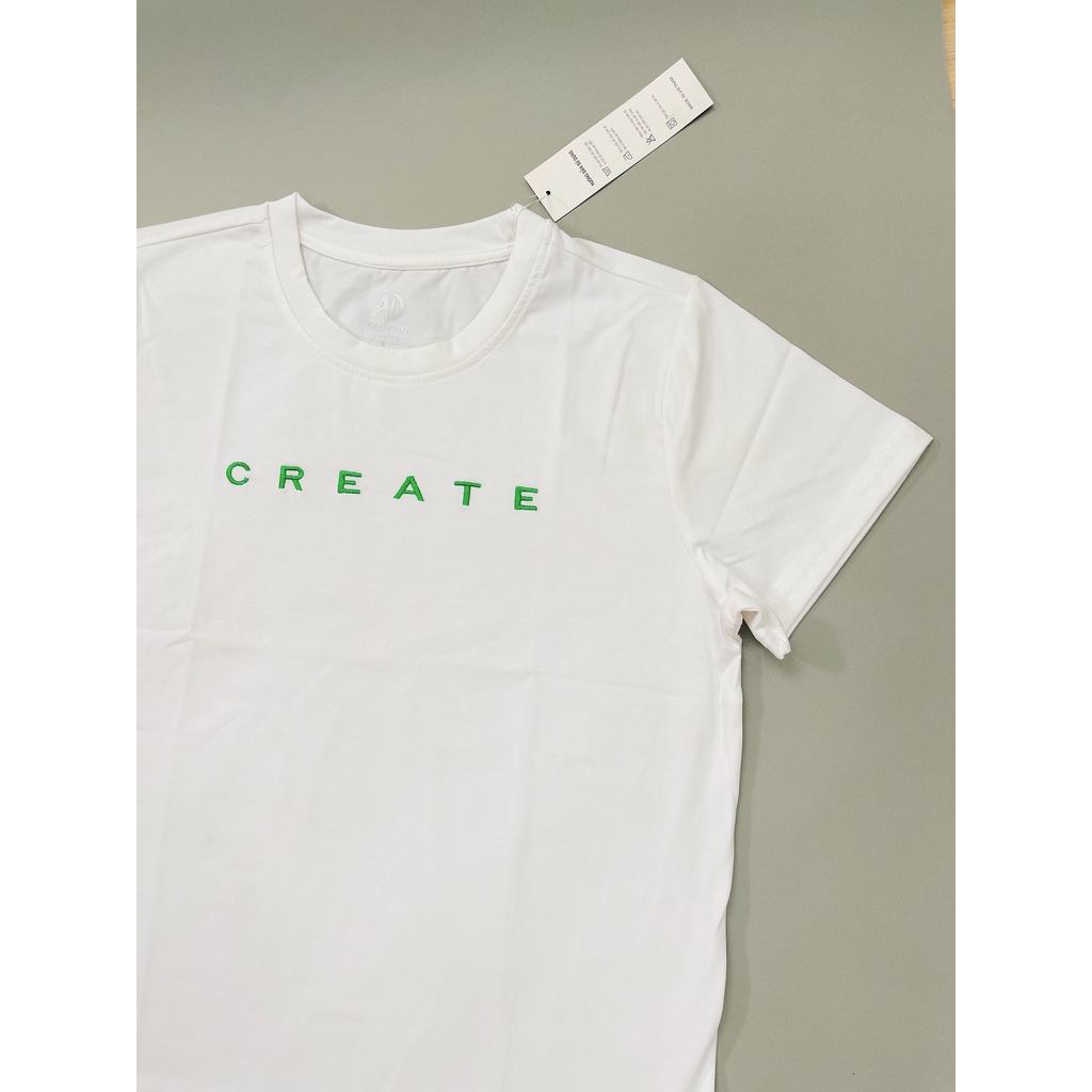 Áo thun nữ cổ tròn, in chữ thời trang, áo thun tay ngắn, form cơ bản