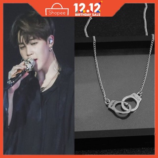 Dây chuyền kiểu chuỗi xích phối mặt hình còng tay BTS phong cách Hàn Quốc đơn giản thời trang cho nam và nữ