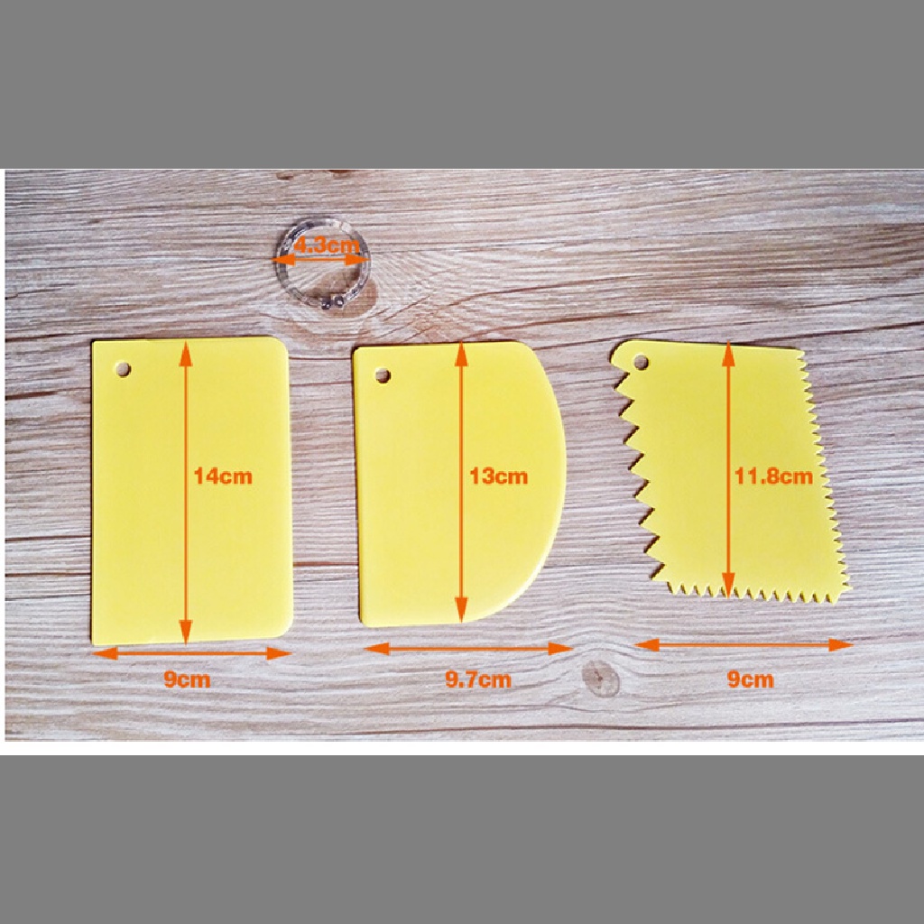 Set 3 dụng cụ chà láng bánh kem trang trí bằng nhựa tiện lợi