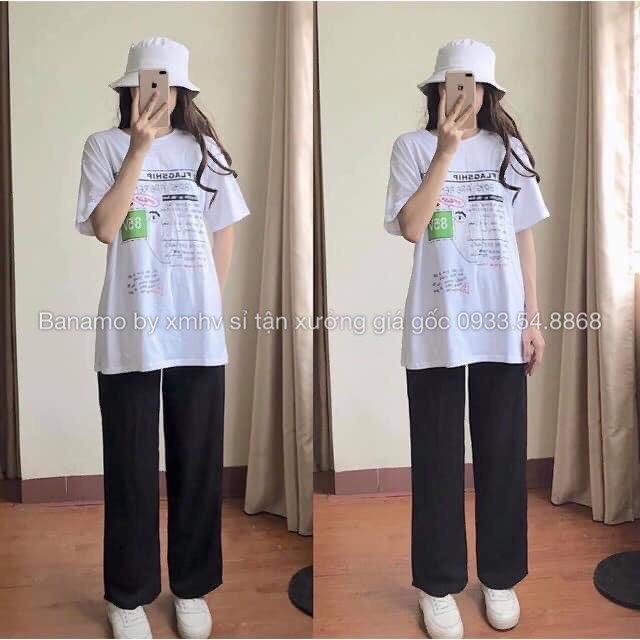 Quần ống rộng suông dài 1 khuy trước cạp cao tôn dáng thời trang Banamo Fashion 933