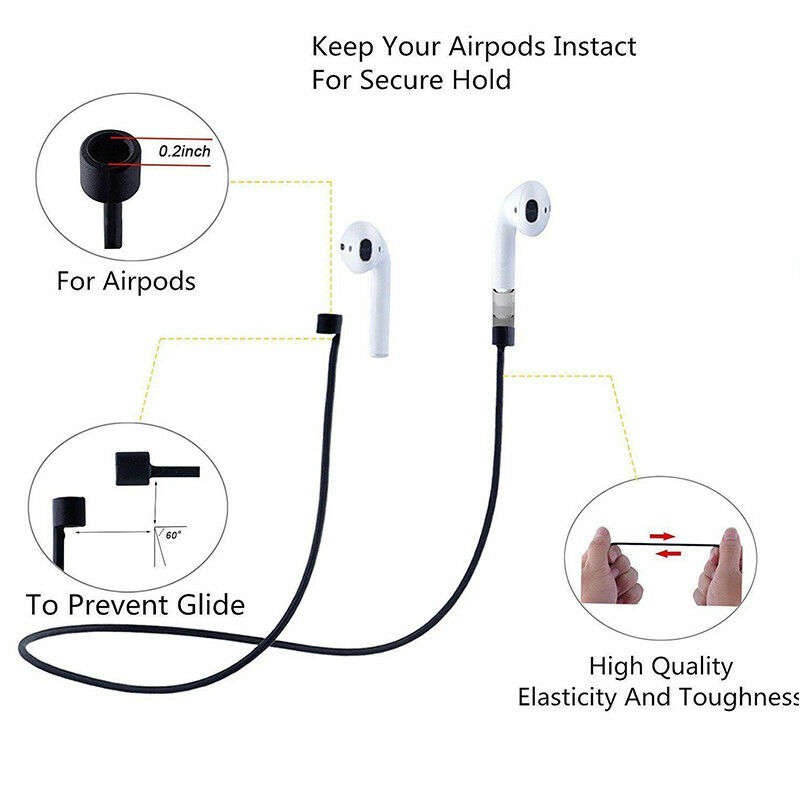 Bộ vỏ silicon bảo vệ hộp tai nghe + móc chìa khóa + 2 dây đeo chống thất lạc cho Apple Airpod