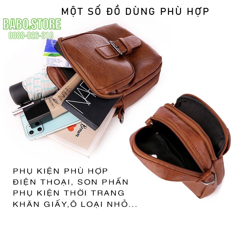 Túi đeo chéo nữ mini đựng điện thoại thời trang chất da, túi xách bao tử nữ, đi chơi kiểu dáng hàn quốc Babo.store