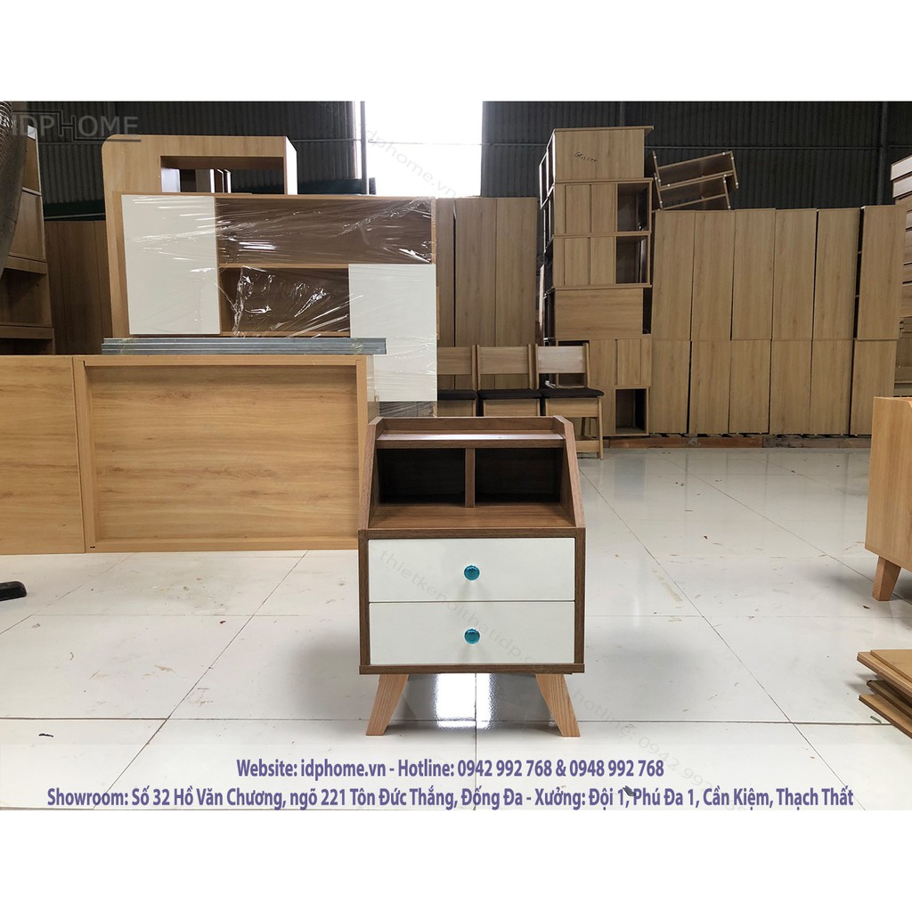 Táp đầu giường 2 ngăn kéo chân gỗ SP6828 | BigBuy360 - bigbuy360.vn