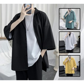 Áo Sơ Mi Nam Trơn Tay Lỡ Cổ Ve Phong Cách Trẻ Trung Thời Trang Zenkonu SO MI NAM 1000027