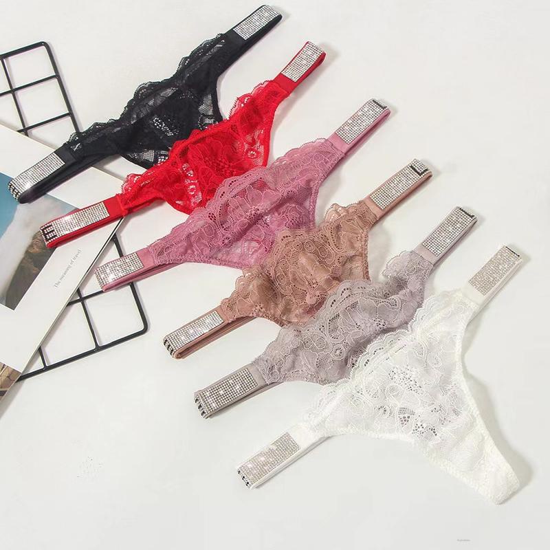 Quần Lót Lọt Khe cotton Ren Đính Đá Kim Cương Giả Chữ Cái Tiếng Anh Quyến Rũ Gợi Cảm Cho Nữ
